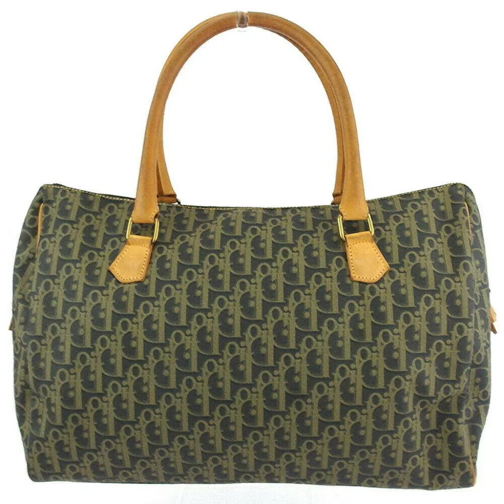 DIOR Boston bag Trotter beige PVC ~ leather Authentic used - Picture 1 of 7